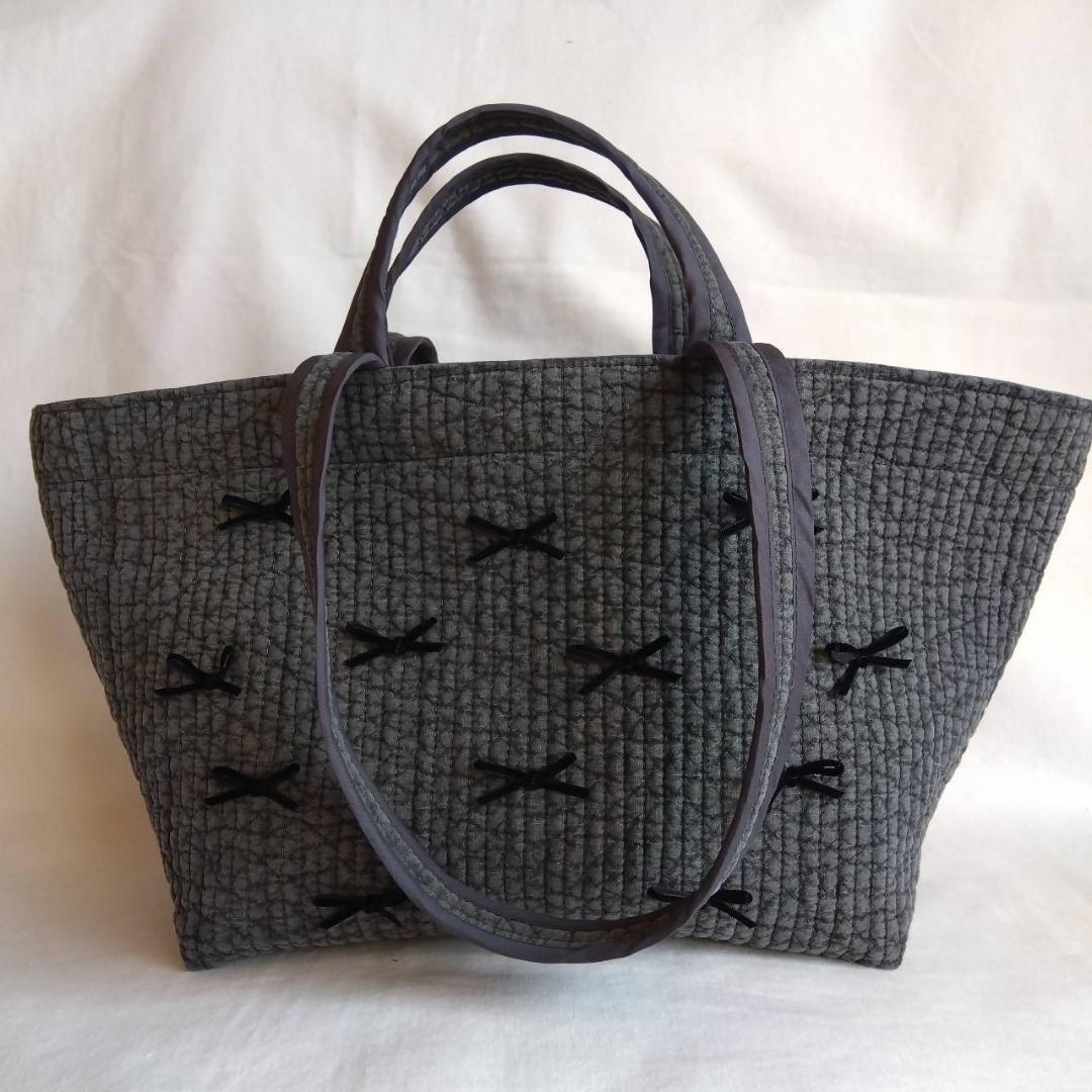 底板ヌビ マグネット☆トートバッグWハンドル☆ ダークグレー ヌビバッグ