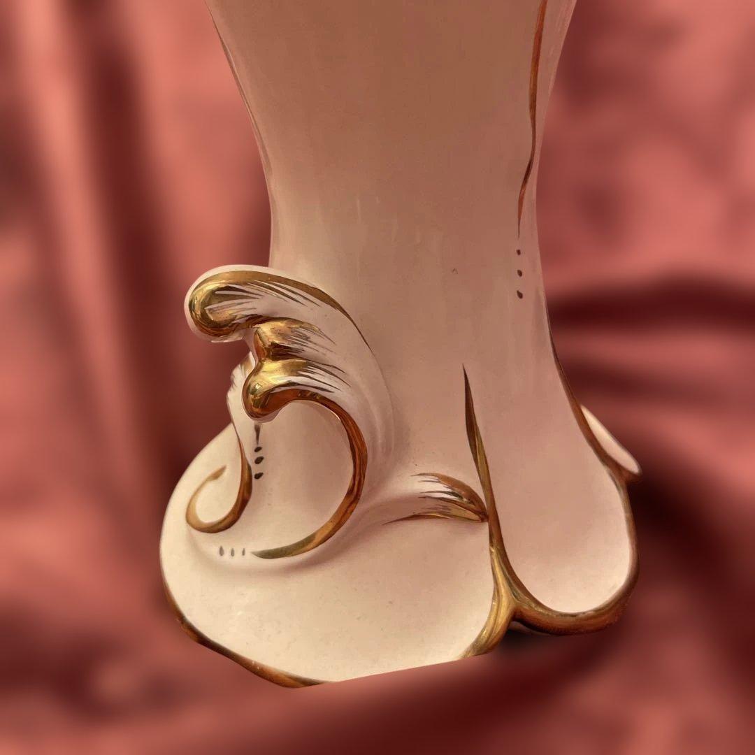 ロココ調ファン必見！ロココ調　ヴィンテージ希少品　薔薇柄花瓶　ヨーロッパ陶器