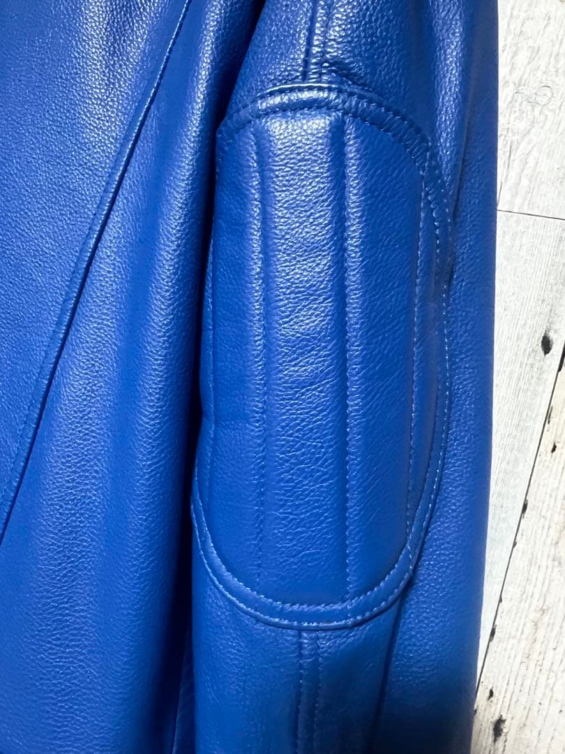 極限定 FORTIME ライダース レザージャケット シングル 青 2XLサイズ