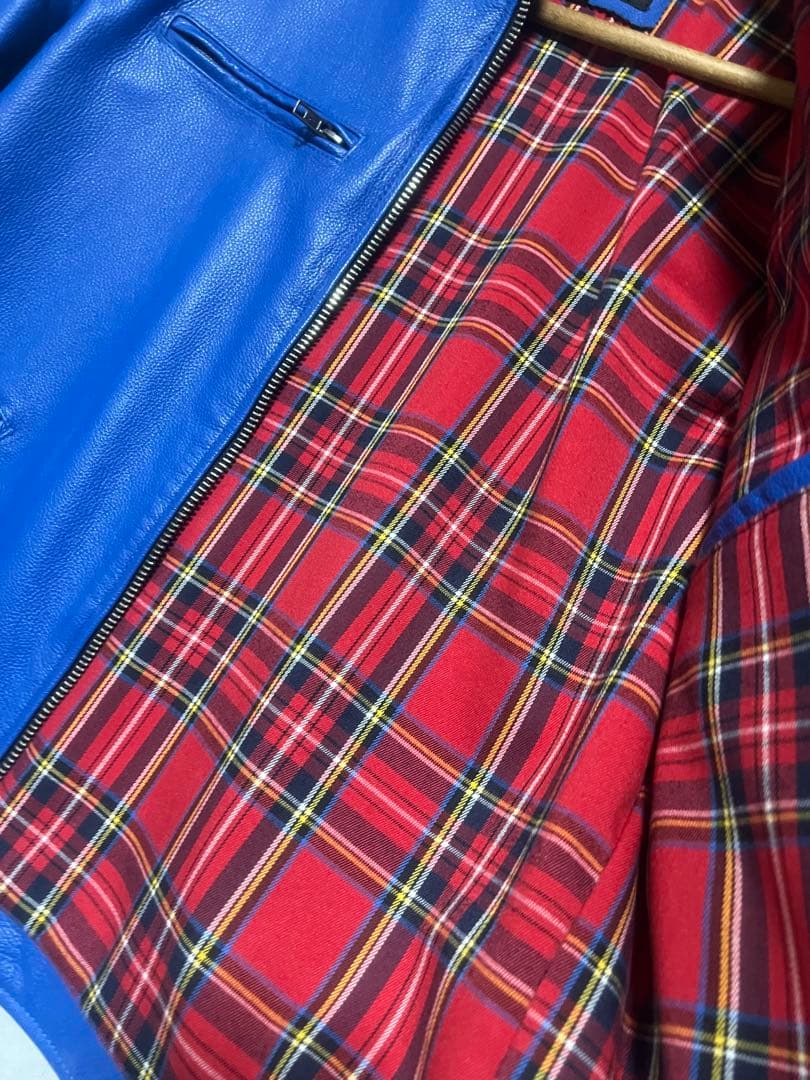 極限定 FORTIME ライダース レザージャケット シングル 青 2XLサイズ