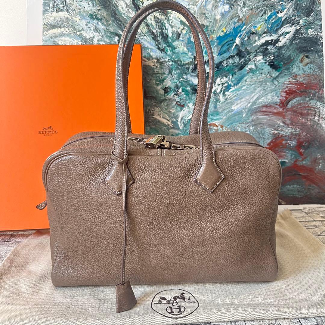 HERMES エルメス ヴィクトリア35 エトゥープ ボストンバッグ