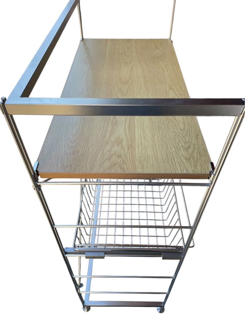 無印良品 幅84cm ステンレスユニットシェルフ 追加用ワイヤーバスケット付き