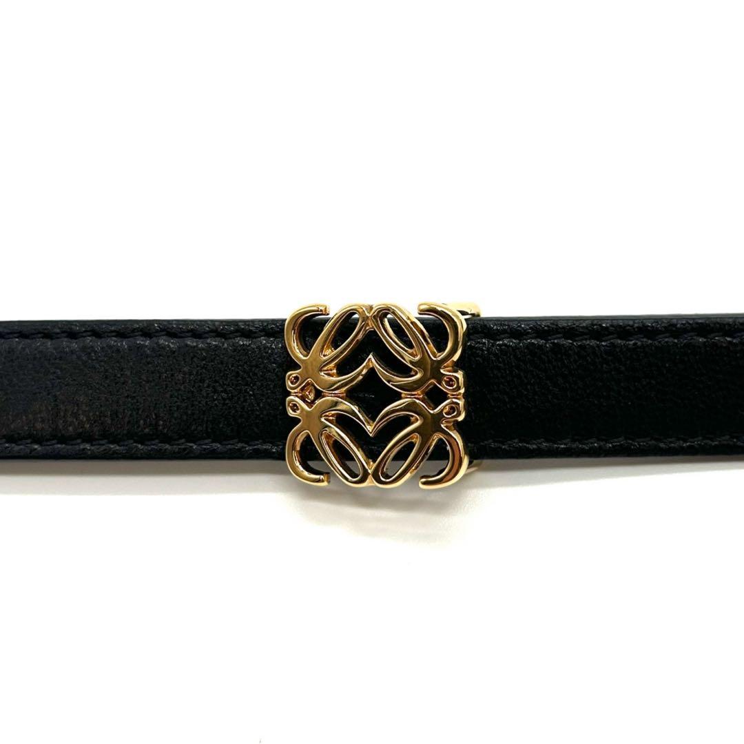 LOEWE ロエベ　アナグラム　ベルト　レザー　ブラック　ゴールド金具　70