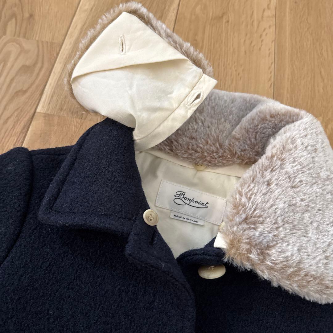 Bonpoint ネイビー ウールコート 8y