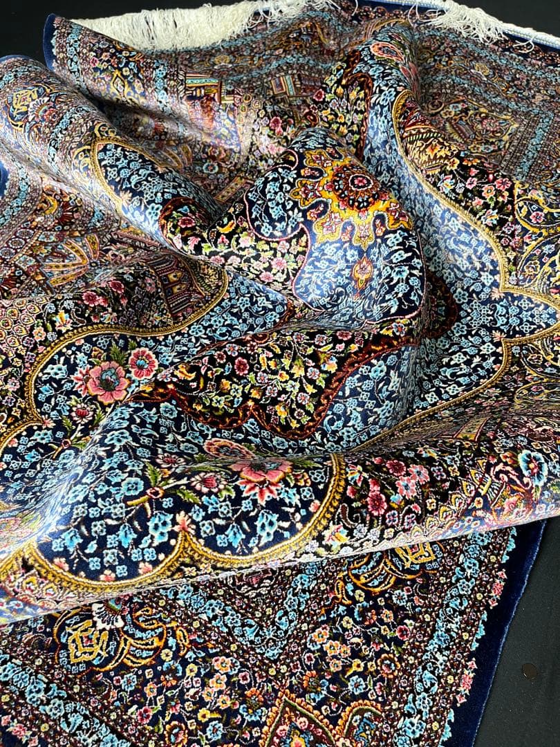 最高級 ペルシャ絨毯シルク イラン クム産 約225万ノット102×150cm