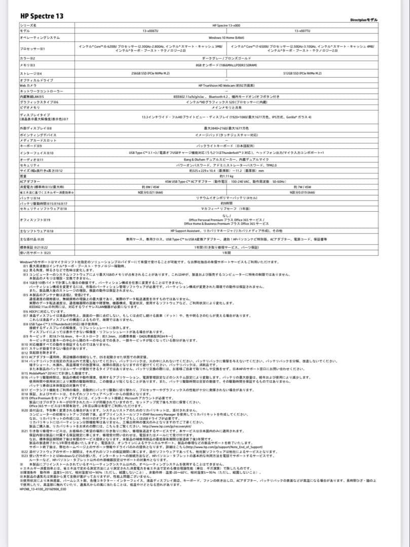 ノートパソコン HP Spectre 13-v007TU