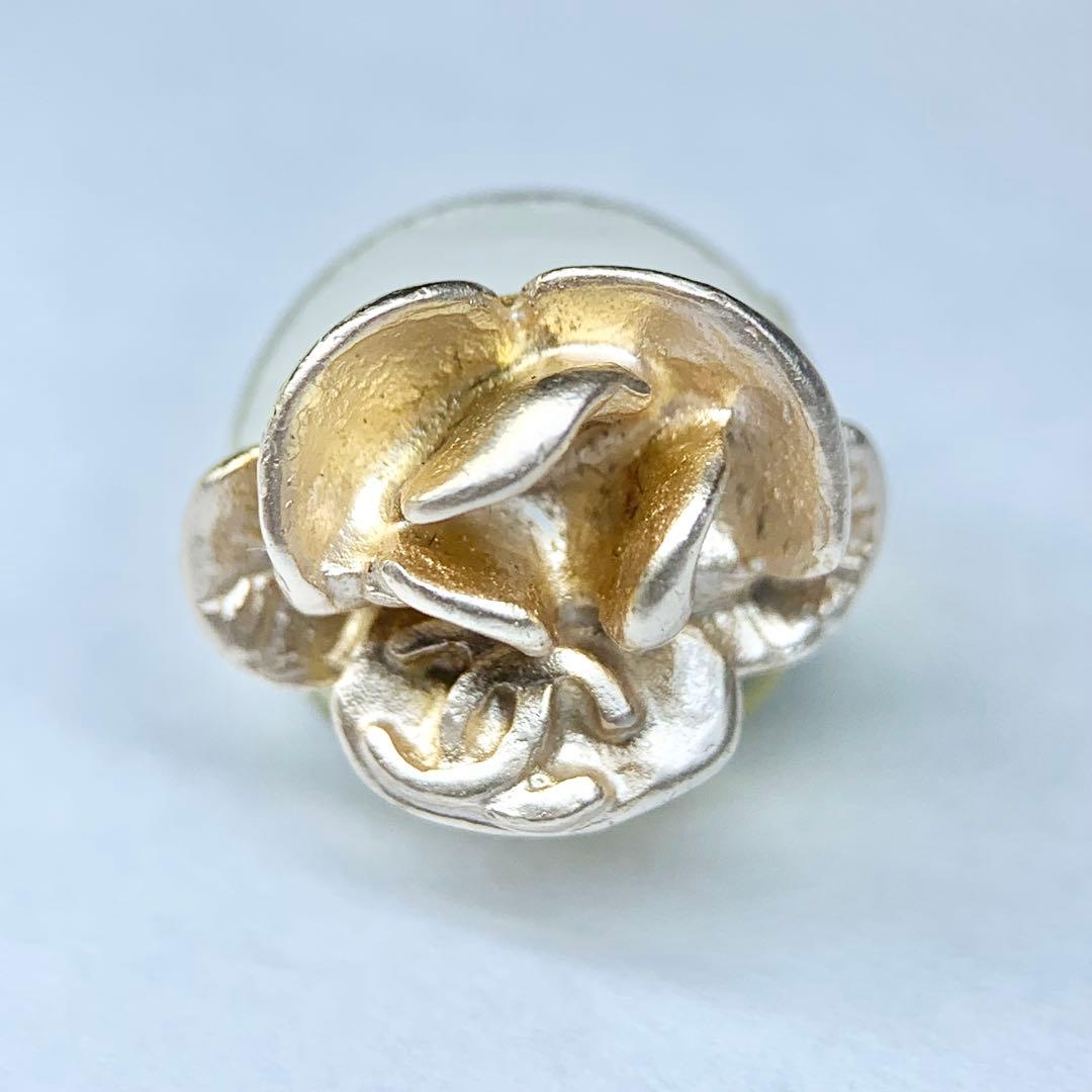 希少 CHANEL シャネル ピアス カメリア ココマーク 片耳 ゴールド 箱付