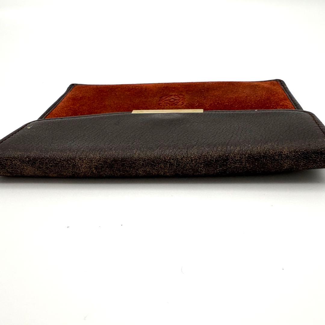 LOEWE ロエベ 小銭入れ ケース 小物入れ レザー スエード 茶　黒