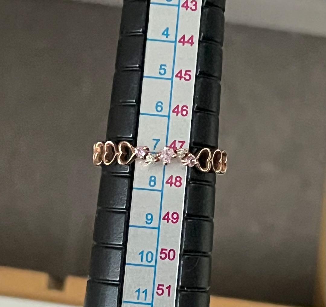 最終k10PGピンクサファイアハートモチーフリング