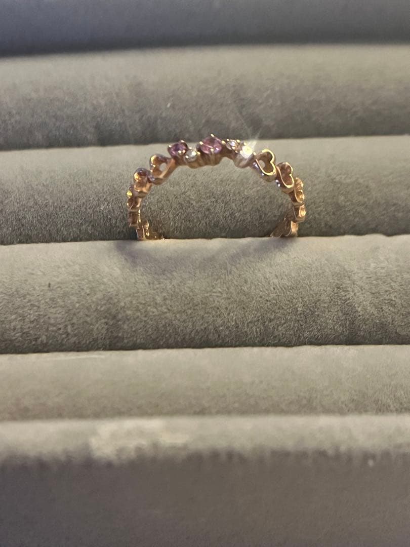 最終k10PGピンクサファイアハートモチーフリング