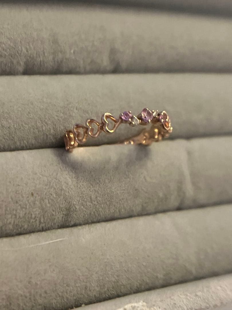 最終k10PGピンクサファイアハートモチーフリング