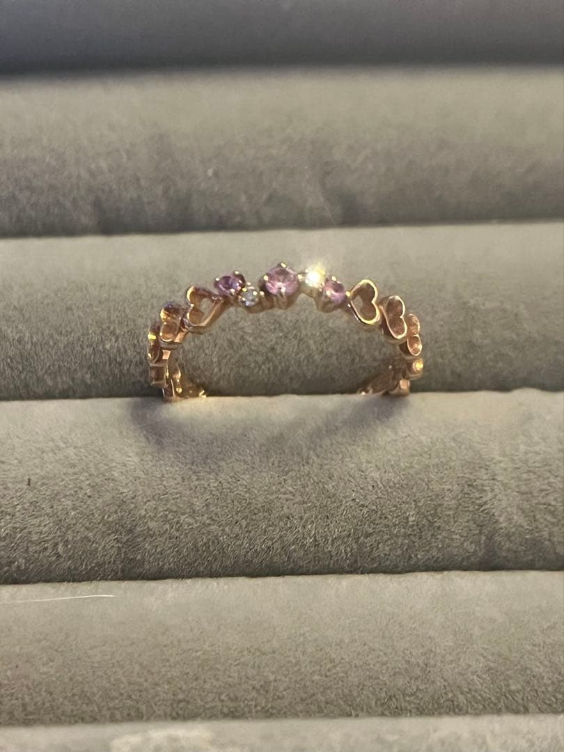 最終k10PGピンクサファイアハートモチーフリング