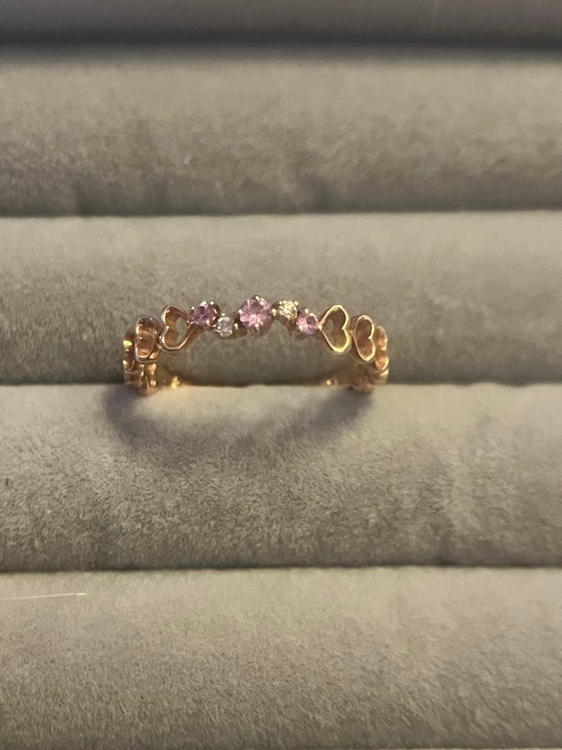 最終k10PGピンクサファイアハートモチーフリング