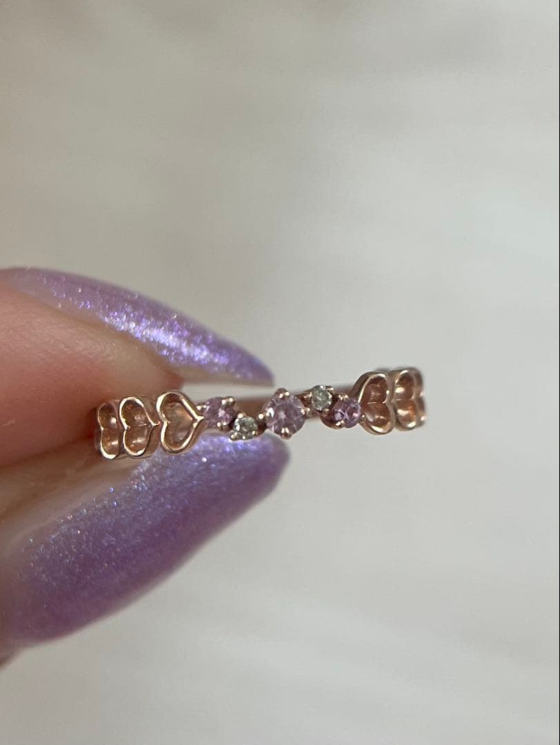 最終k10PGピンクサファイアハートモチーフリング