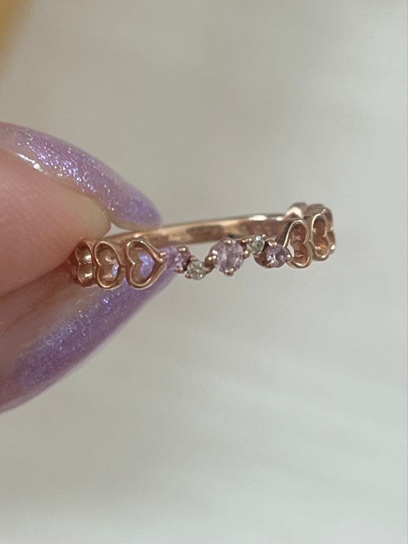 最終k10PGピンクサファイアハートモチーフリング