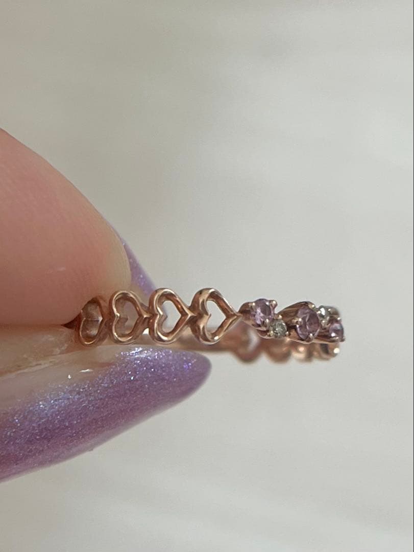 最終k10PGピンクサファイアハートモチーフリング