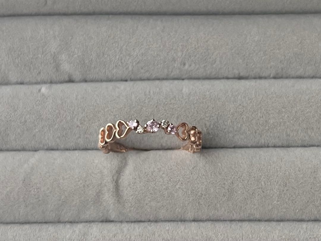 最終k10PGピンクサファイアハートモチーフリング