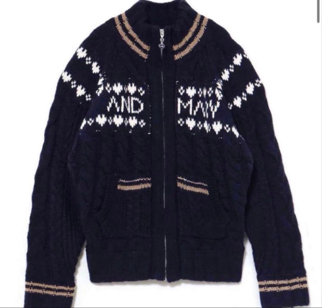 andmary Mary knit cowichan navyアンドマリーニット