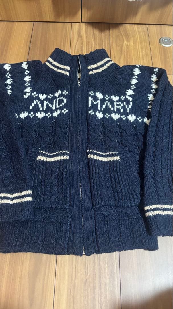andmary Mary knit cowichan navyアンドマリーニット
