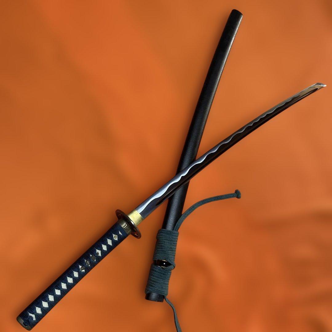 熟練者用高級長尺居合刀 青柄 龍彫透し丸鍔