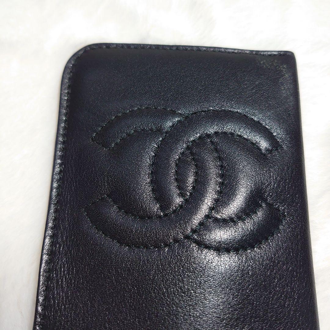 シャネル　メガネケース　ラムスキン　レザー　ＣＣマーク 黒