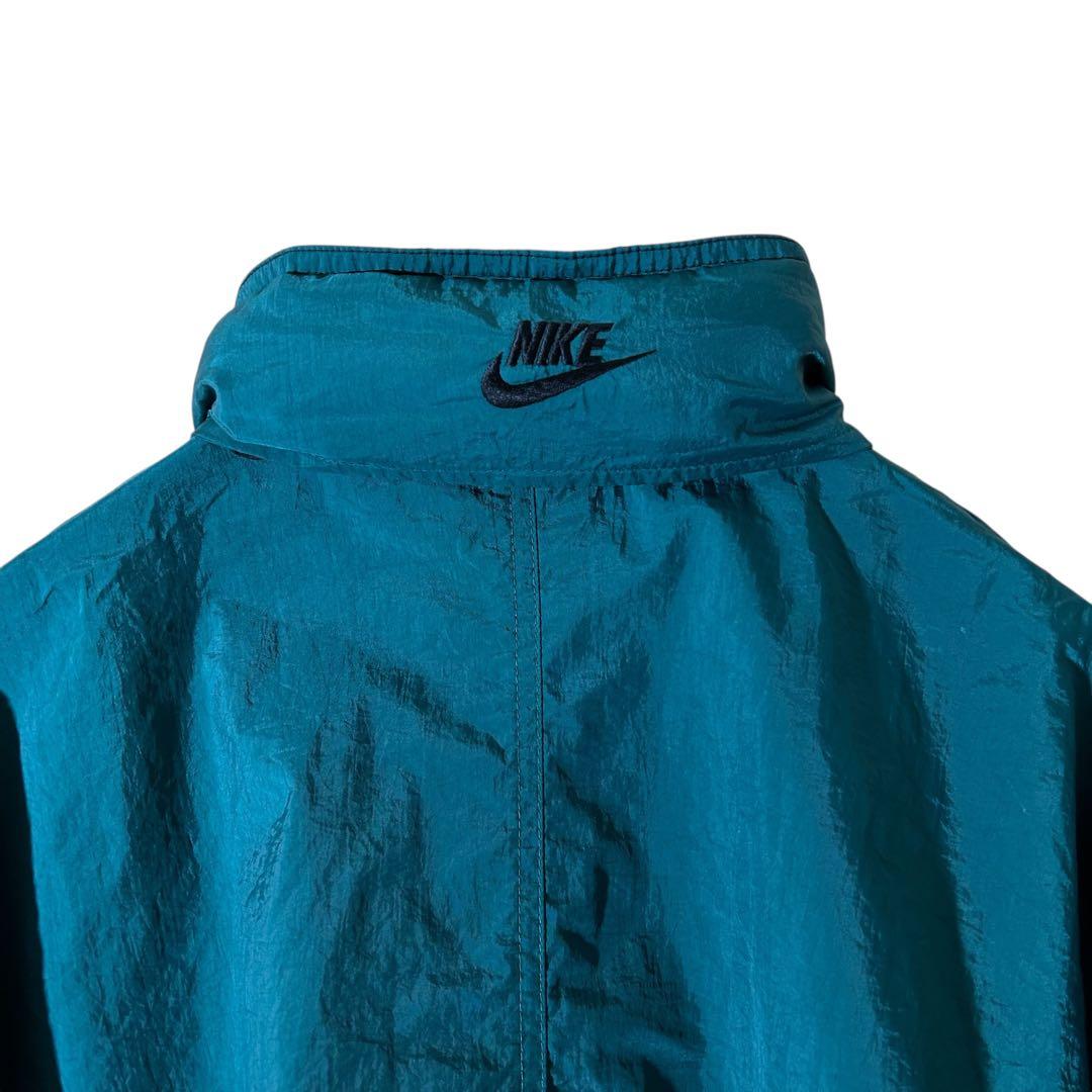 90s NIKE ナイロンジャケット スウッシュ 刺繍 XL 緑 vintage
