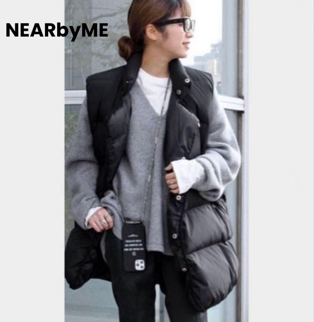 【大人気】NEARbyME ニアバイミー　オーバーサイズ ダウンベスト　ブラック