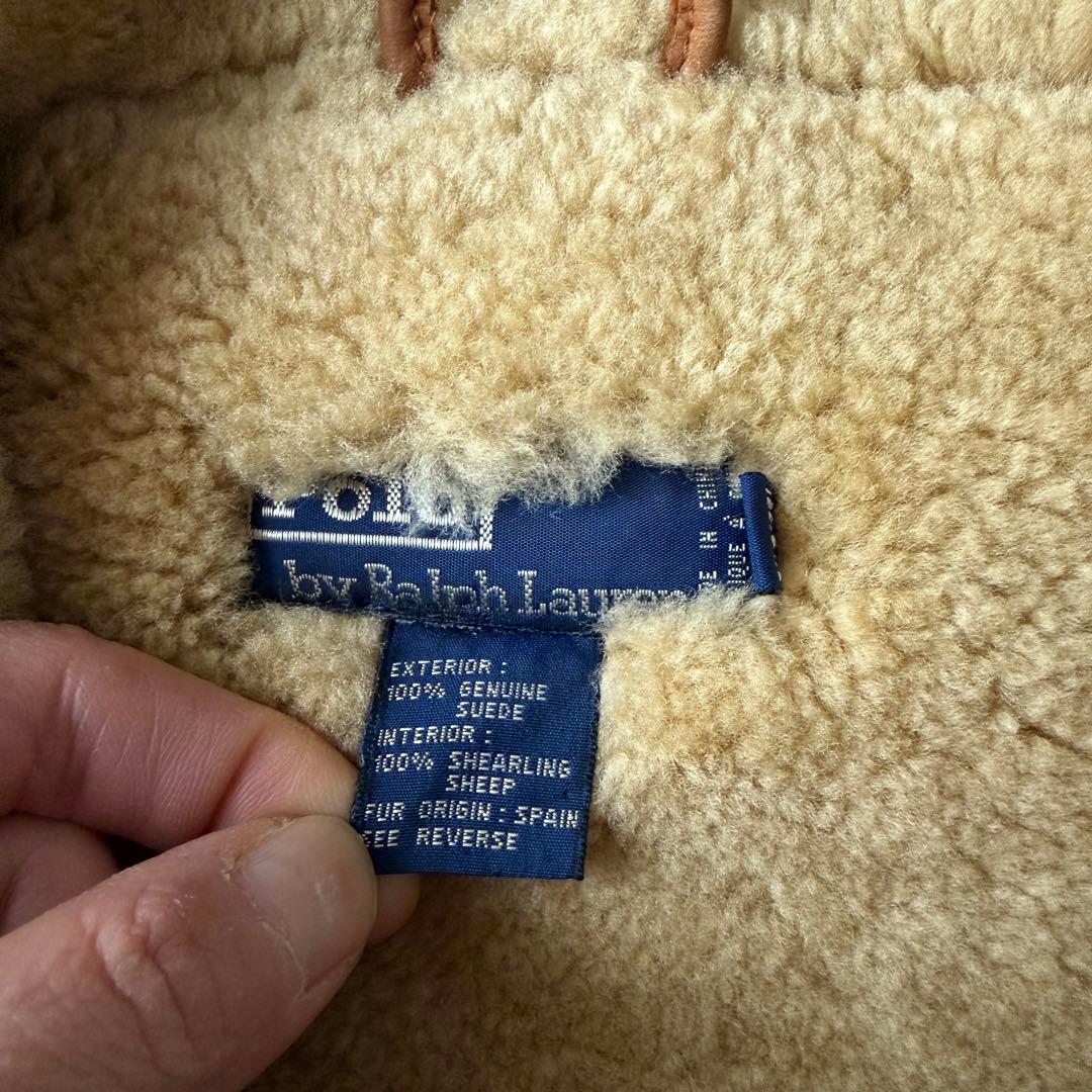 POLO ラルフローレン ラムレザー ムートン ベスト 90s M