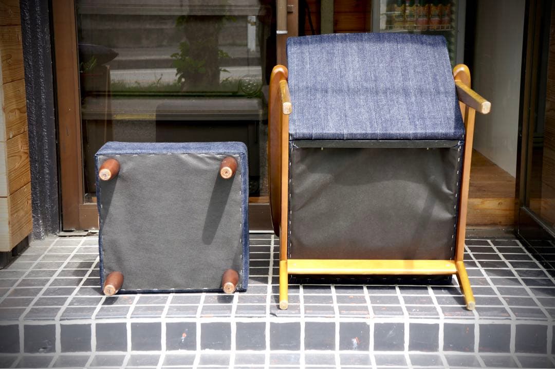 【カリモク60】【クッション付き】Kチェア １シーター & オットマン デニム