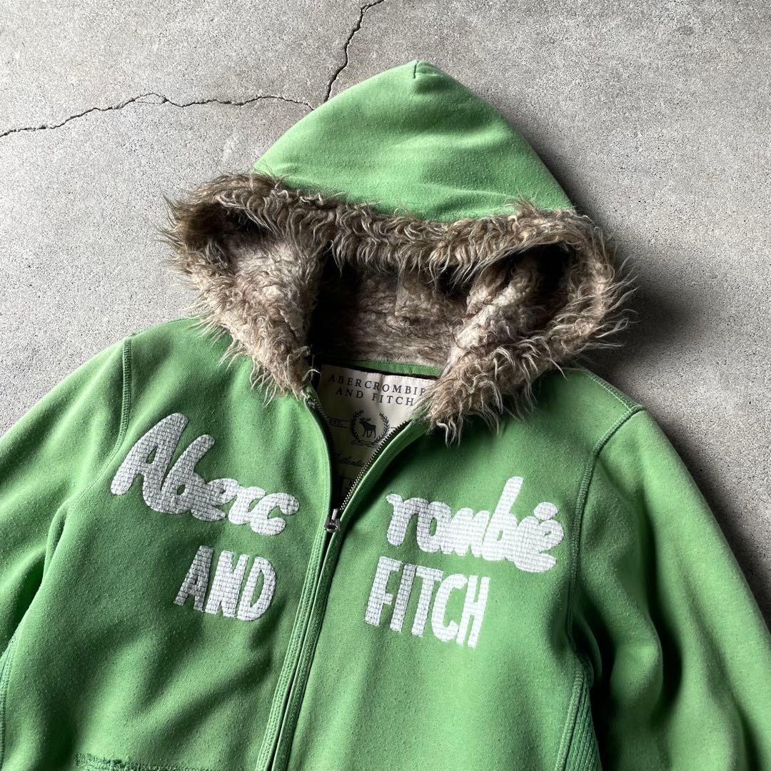 トップス 00s A&F fur double zip up hoodie archive