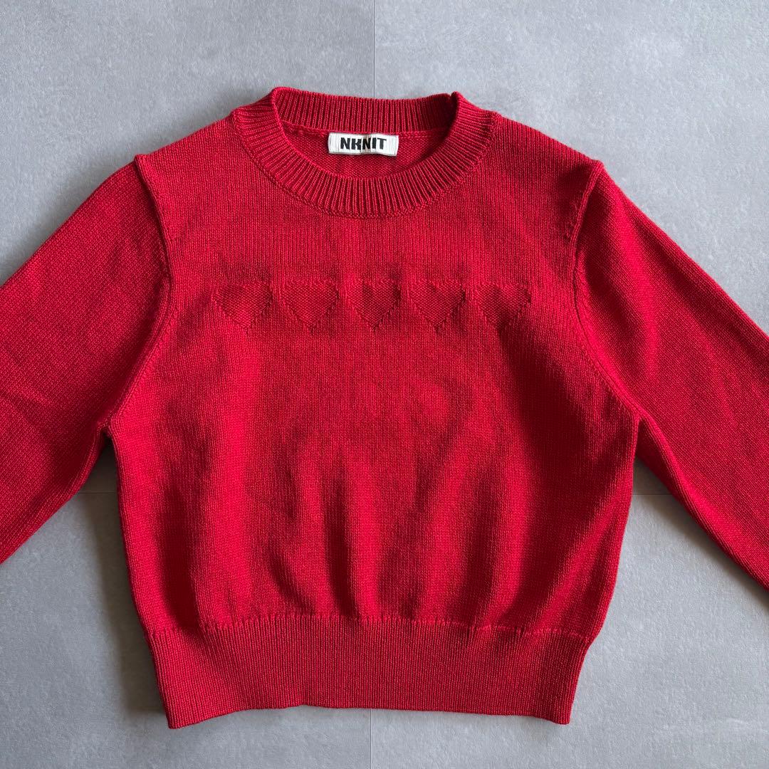 【美品✨】NKNIT ♡ jacquard KNIT ハート ニット レッド