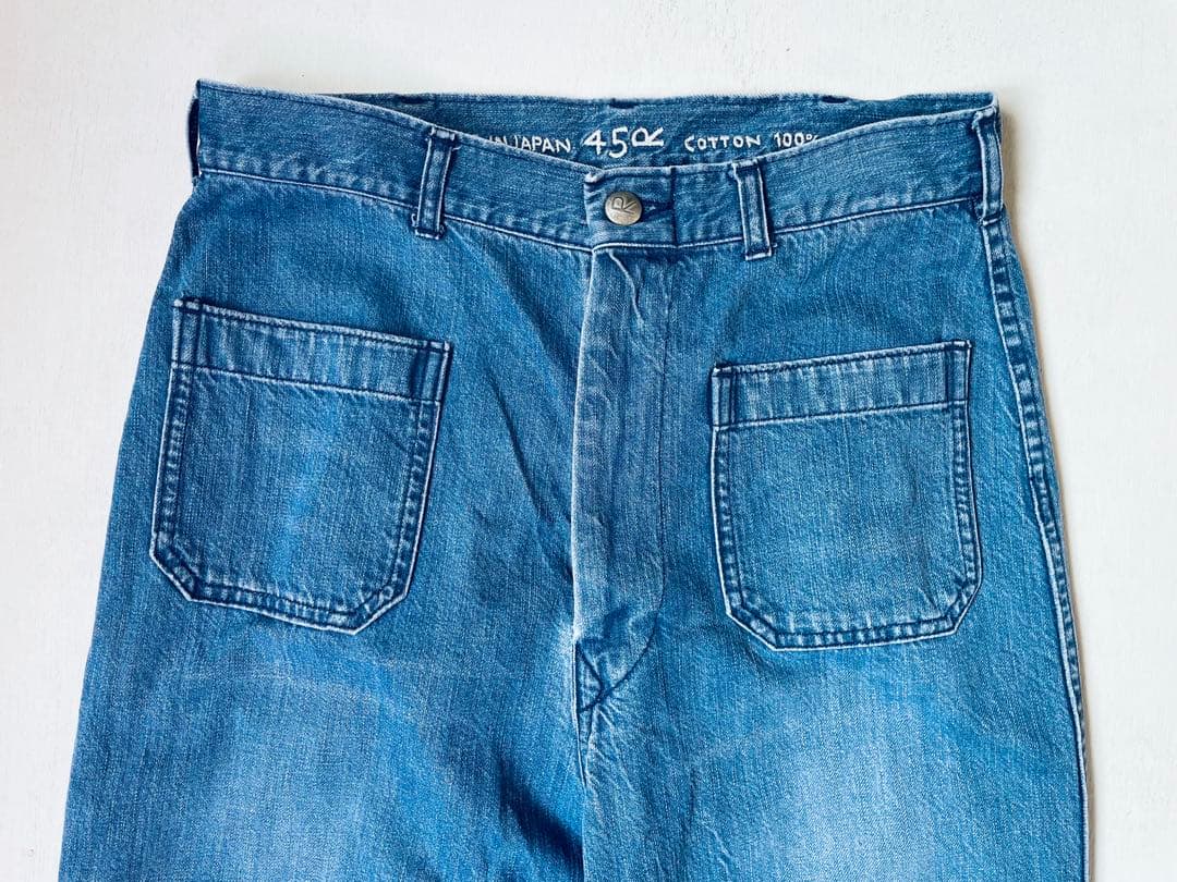 45R 麦デニムの4ポケットパンツ(加工) デニム　パンツ
