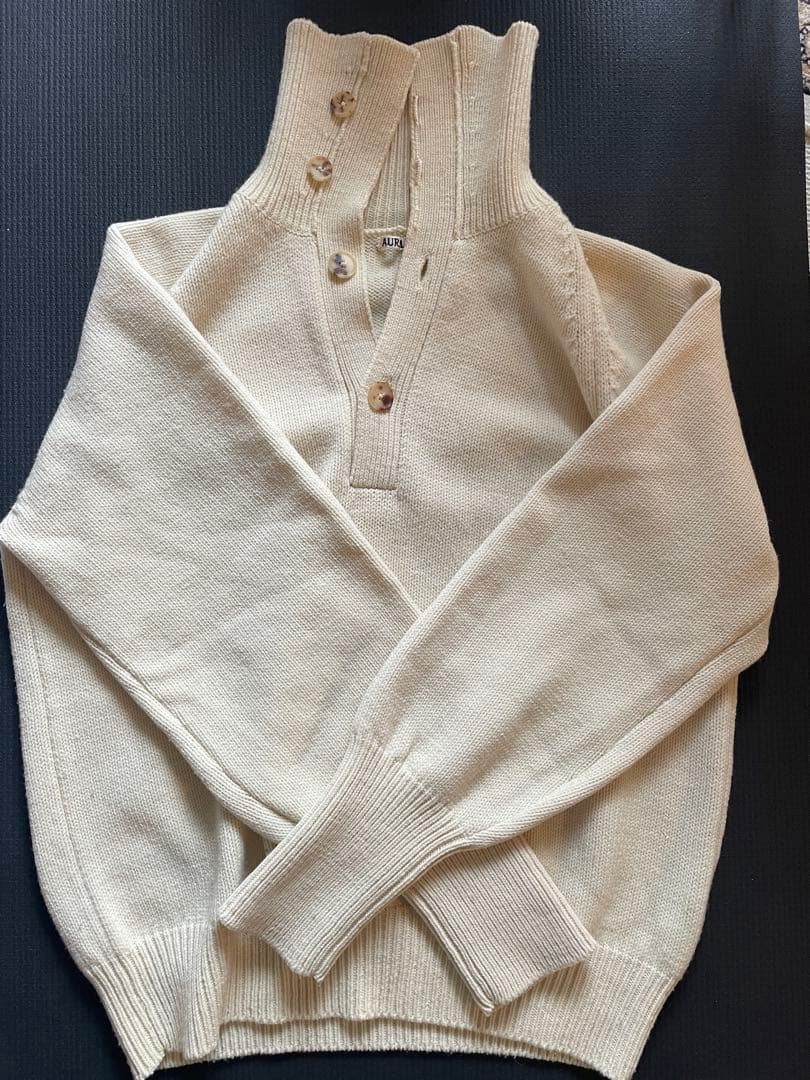 AURALEE ハードツイストメリノニットビッグポロ