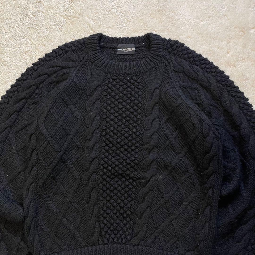 入手困難　vintage 古着　肉厚　フィッシャーマン　アランニット ブラック