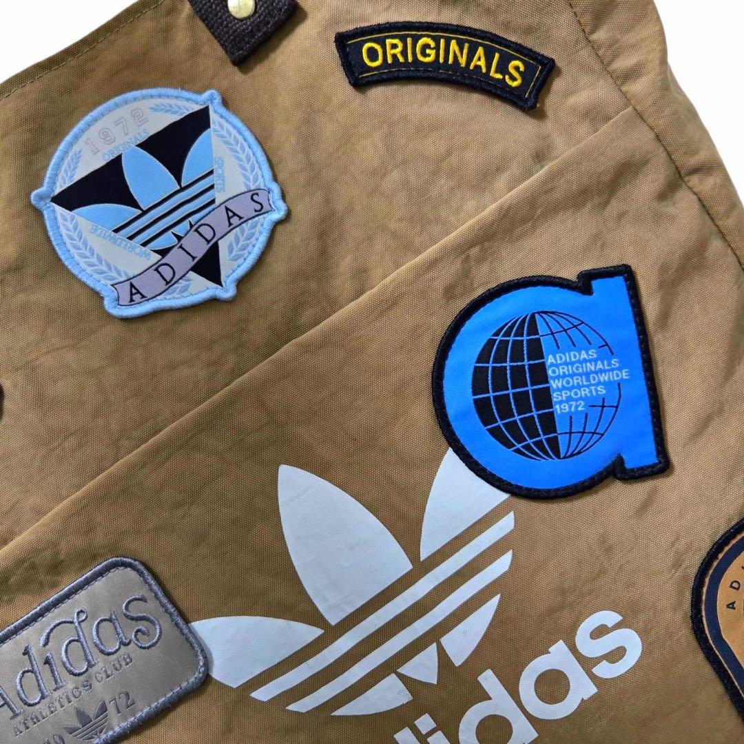 希少アディダス オリジナルス レコード トートバッグ ベージュナイロン×ブラウン