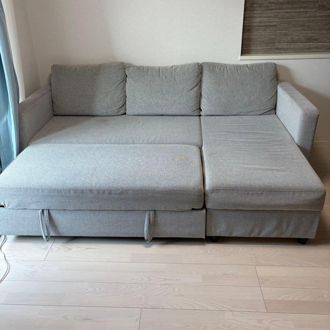 ニトリ グレー カウチソファ 収納付き 3人掛け