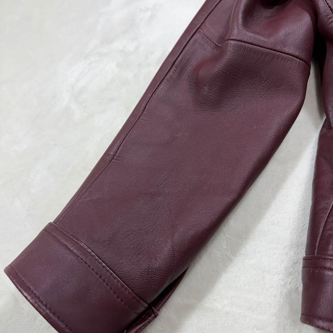 ラトルトラップ シープレザーシングルライダースジャケット 羊革 ボルドー L