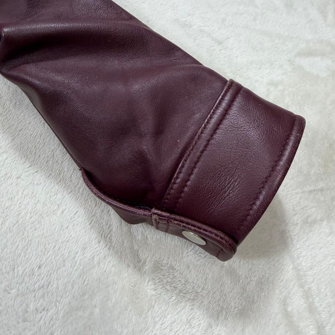 ラトルトラップ シープレザーシングルライダースジャケット 羊革 ボルドー L