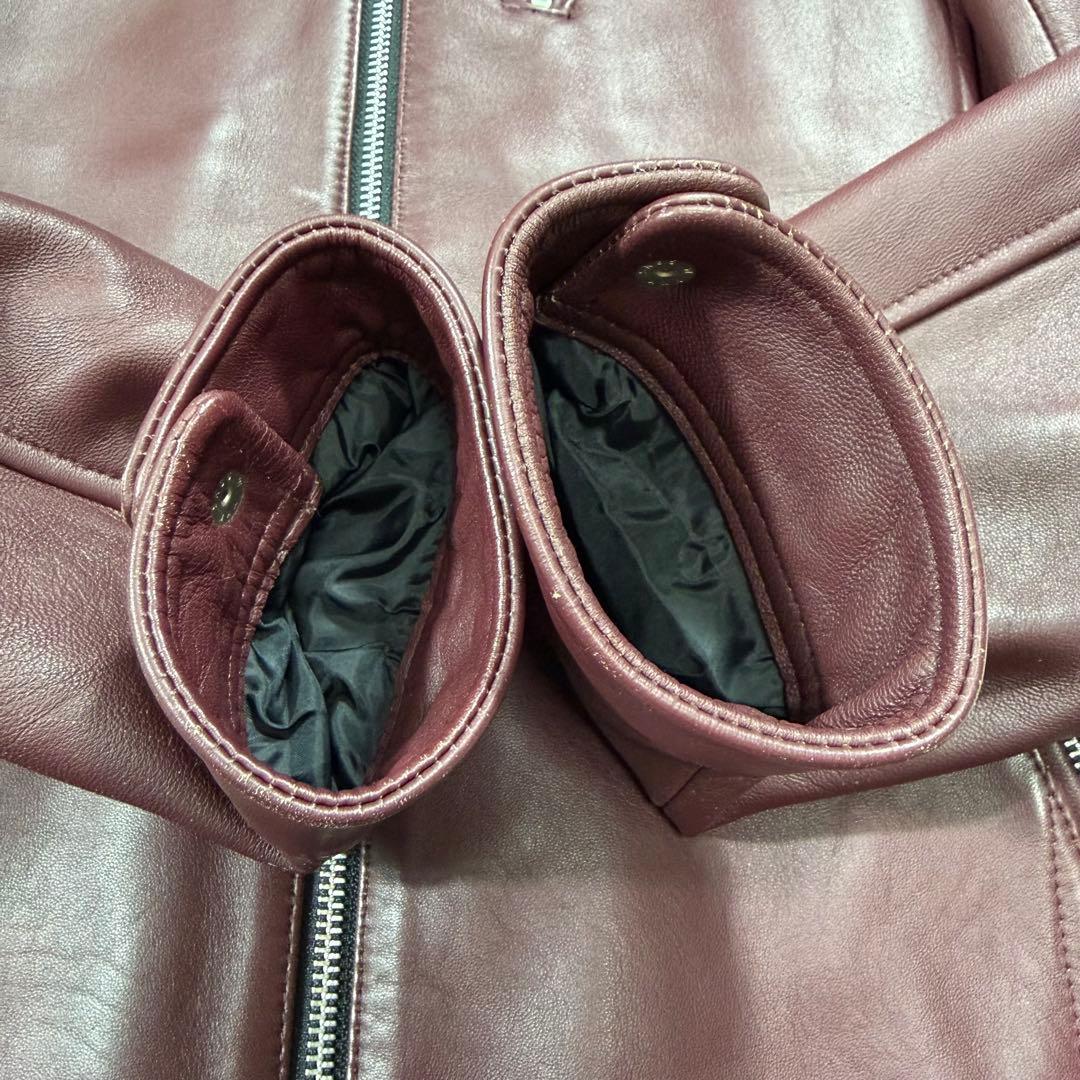 ラトルトラップ シープレザーシングルライダースジャケット 羊革 ボルドー L