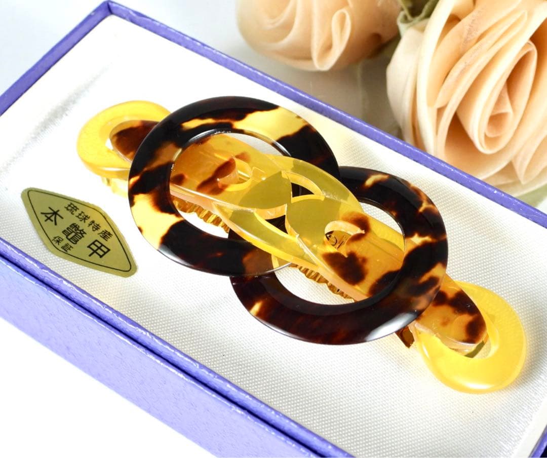 【専用】ヴィンテージ　本鼈甲　べっこう　白甲　バレッタ　髪飾り