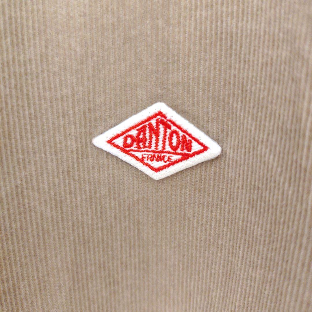 DANTON コ一デュロイ　バンドカラー長袖シャツ　サンドべ一ジュ