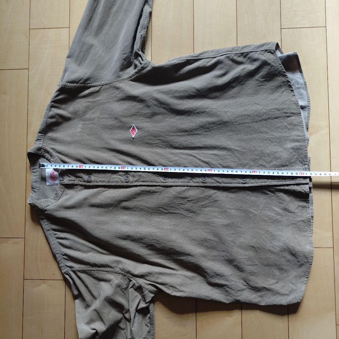 DANTON コ一デュロイ　バンドカラー長袖シャツ　サンドべ一ジュ