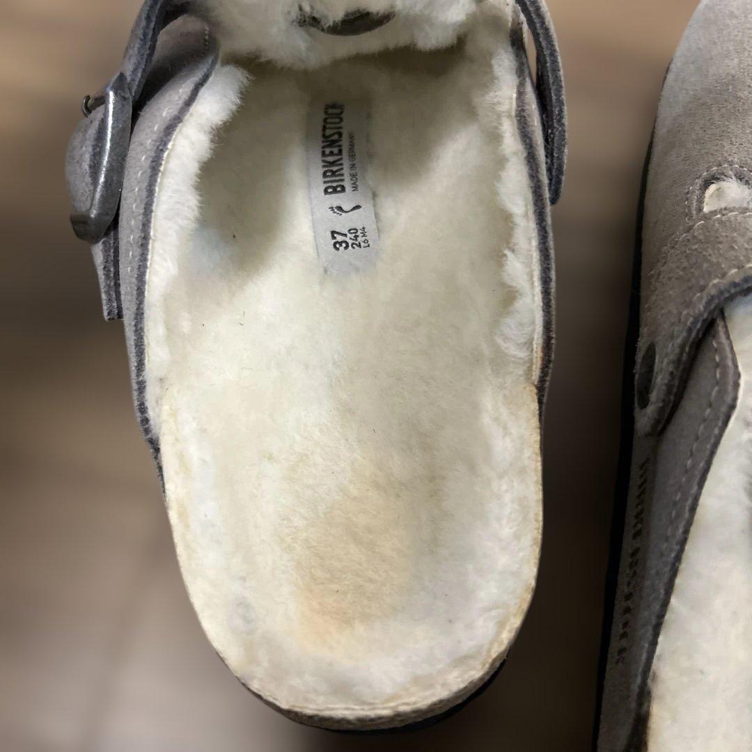 美品】ビルケンシュトック　ボストン シアリング　ボア　 37　グレー