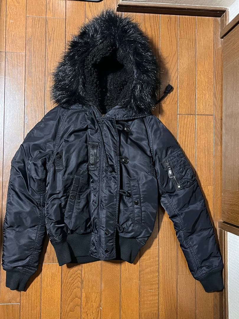 デニム&サプライラルフローレン 短丈N-2B黒ダウン　フライトジャケットy2k