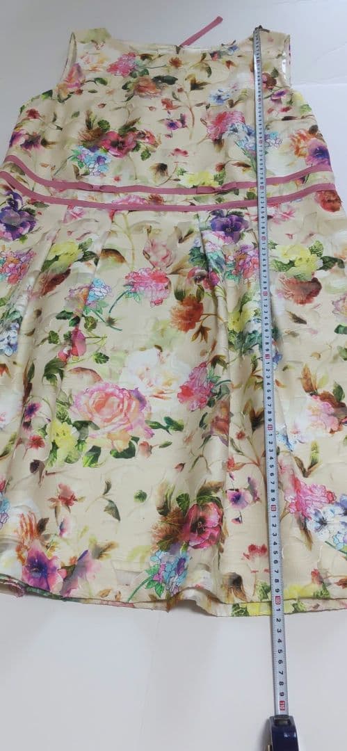 46 花柄 ピンクダブルリボン ローズティアラ　ジュエル