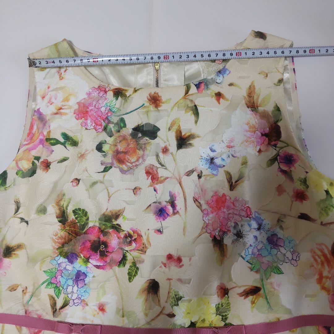 46 花柄 ピンクダブルリボン ローズティアラ　ジュエル