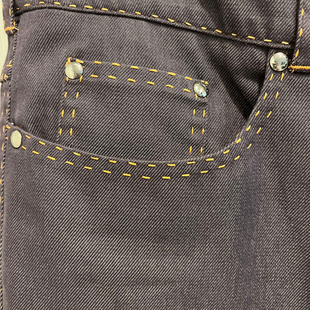 HERMÈS パープル系インディゴブルー ストレートデニム　36