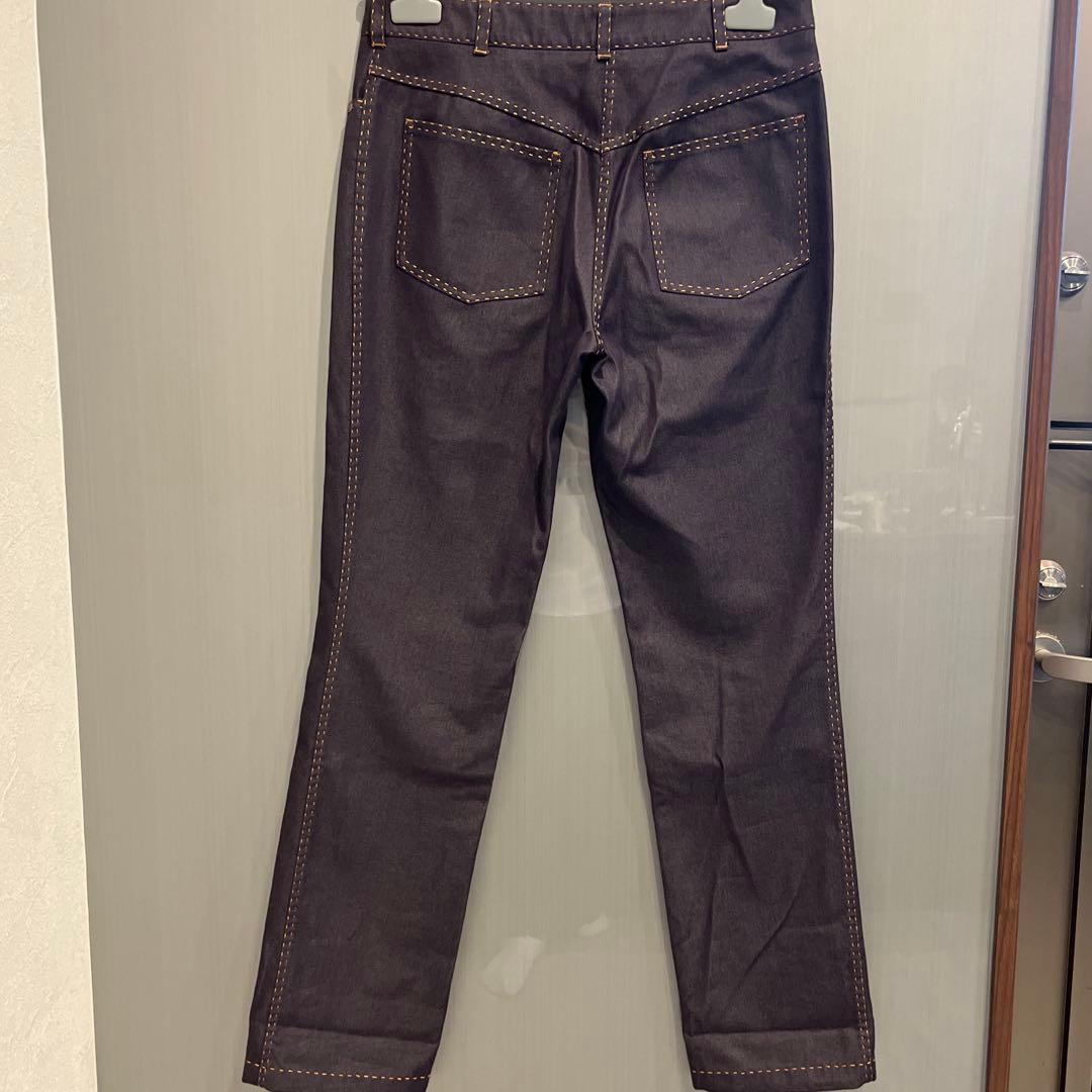 HERMÈS パープル系インディゴブルー ストレートデニム　36