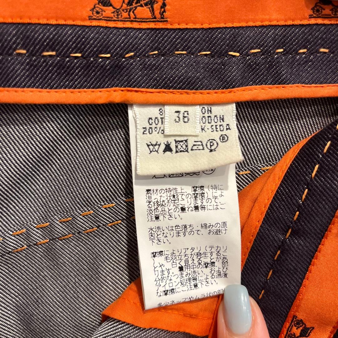HERMÈS パープル系インディゴブルー ストレートデニム　36