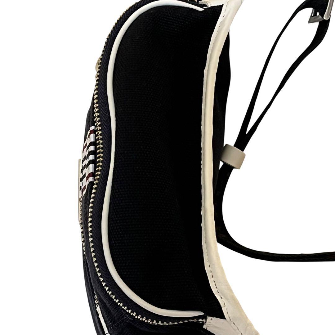 美品★バーバリー ブラックレーベル キャンバス レザー ウエストポーチ